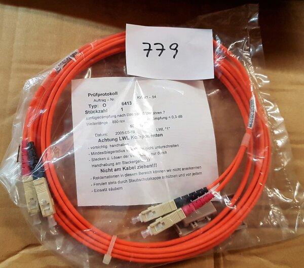 O6413.3 LWL Cable SC-SC Multimode 50/125&micro;, 3m Glasfaser Patchkabel